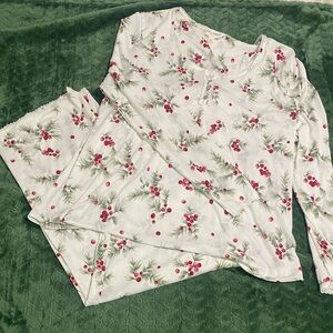 Laura Ashley White and Red Berry Pajama Set